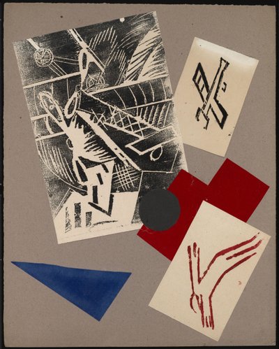 Illustratie voor het boek De Oorlog door Aleksey Kruchenykh, 1916 door Olga Rozanova