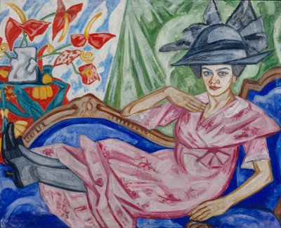 Portret van de zus van de kunstenaar, 1912 door Olga Rozanova