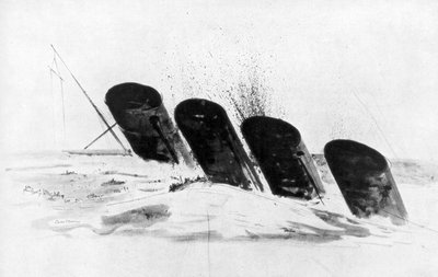 Het zinken van de RMS Lusitania, 7 mei 1915, 1926 door Oliver Percy Bernard