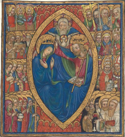Kroning van de Maagd met de Drie-eenheid en Heiligen door Olivetan Master