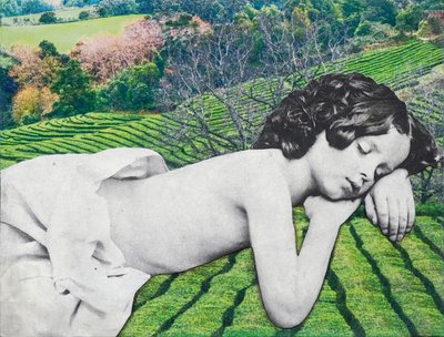 Slapende Bambino, 2020 (gemengde techniek op doek) door Olivia Gozzano