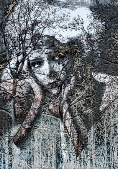 Winterportret in negatief, 2021(digitale gemengde techniek) door Olivia Gozzano