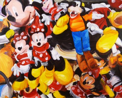 La chute des anges rebelles, 2014 (acryl op doek) door Olivier Morel