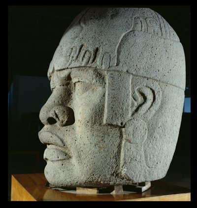 Kolossaal Hoofd 4 van San Lorenzo, Veracruz, Mexico, preklassiek (basalt) door Olmec
