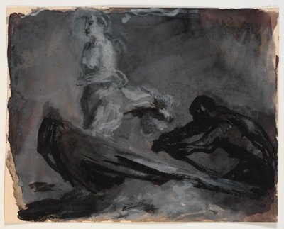 De boot van Charon. Psyche wordt over de rivier Styx gebracht door Oluf Hartmann