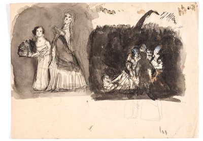 Carnavalscène en studie voor "Diogenes" (?) door Oluf Hartmann