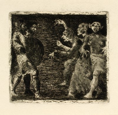 Macbeth en de heksen door Oluf Hartmann