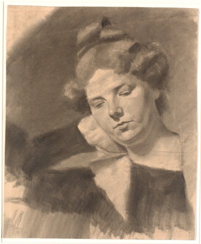 Portret van Kathrine (Ketty) Mathilde Antonia Nielsen, geb. Rask. (geb. 1878, gehuwd met beeldhouwer Kai Nielsen in zijn eerste huwelijk.) door Oluf Hartmann
