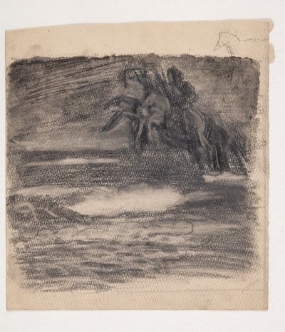 Steigerend paard boven zee of wolken door Oluf Hartmann