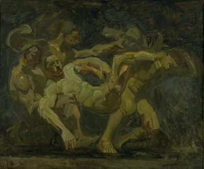 De strijd om het lijk van Patroclus door Oluf Hartmann