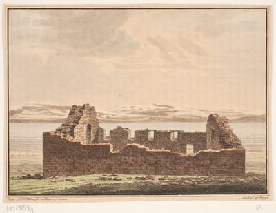 Kerkruïne in Groenland. Illustratie bij W.A. Graah. Onderzoekstocht naar de oostkust van Groenland door Oluf Olufsen Bagge