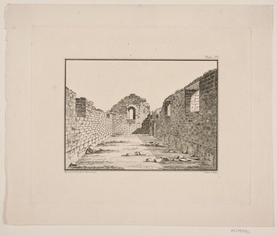 Kerkruïne in Groenland. Illustratie voor W.A. Graah. Onderzoekstocht naar de oostkust van Groenland door Oluf Olufsen Bagge