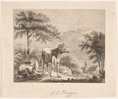 Landschap met schapen door Oluf Olufsen Bagge