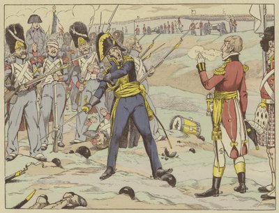 Voor het eerst verslagen, op een plaats die bekend staat als Waterloo, maar in de geschiedenis als verraad. Die dag gaf Cambronne zijn laatste woord. door Onfray de Breville Job