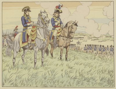Napoleon en Generaal Louis Desaix bij de Slag bij Marengo, 24 juni 1800 door Onfray de Breville Job
