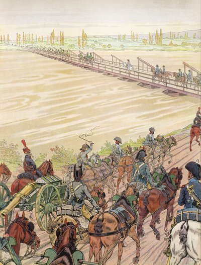 Napoleon steekt de Rijn over, 1 oktober 1805 door Onfray de Breville Job