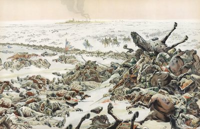Napoleon observeert het bloedbad bij de onbesliste Slag bij Eylau, februari 1807 door Onfray de Breville Job