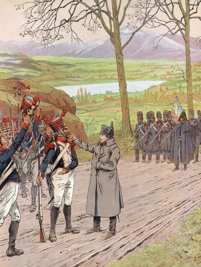 Napoleon, op zijn terugkeer uit Elba, tijdelijk geblokkeerd op de weg bij Grenoble door Onfray de Breville Job