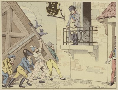 De stad Grenoble opent haar poorten voor Napoleon bij zijn terugkeer uit ballingschap op Elba, 7 maart 1815 door Onfray de Breville Job