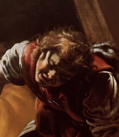 Detail van David uit David en Goliath door Orazio Borgianni