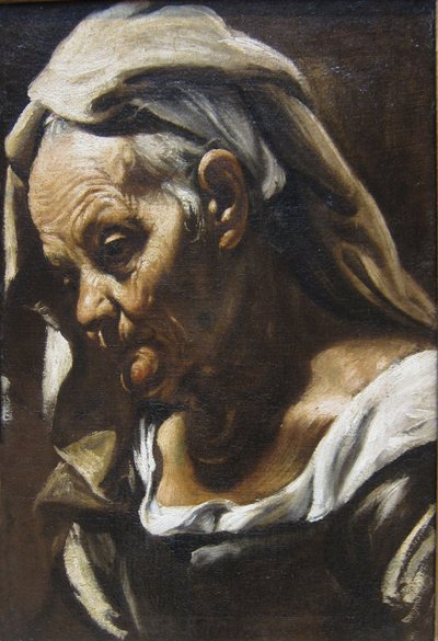 Hoofd van een oude vrouw door Orazio Borgianni