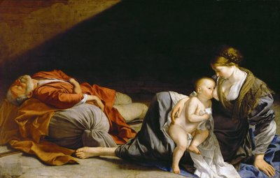 De rust tijdens de vlucht naar Egypte door Orazio Gentileschi