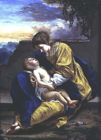 Madonna en kind door Orazio Gentileschi
