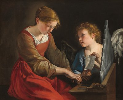 Sint Cecilia en een Engel, ca. 1617-1618 en ca. 1621-1627 door Orazio Gentileschi