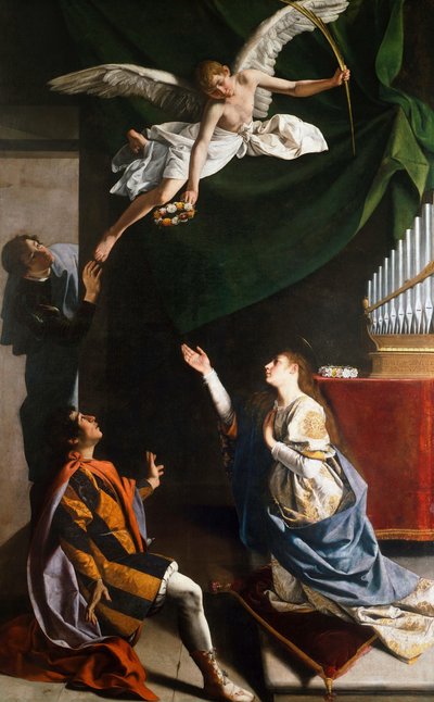 De heilige martelaren Cecilia, Valerianus en Tiburtius door Orazio Gentileschi