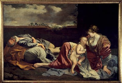 De rust van de Heilige Familie tijdens de vlucht naar Egypte door Orazio Gentileschi