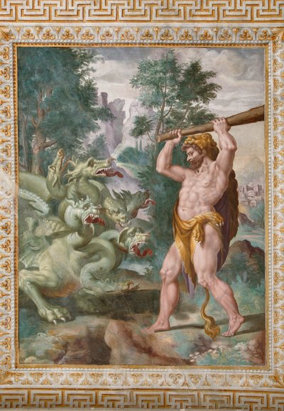 Hercules vecht tegen de Lernaean Hydra (detail) door Orazio Samacchini