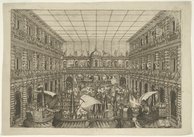 Naumachia in de binnenplaats van Palazzo Pitti door Orazio Scarabelli