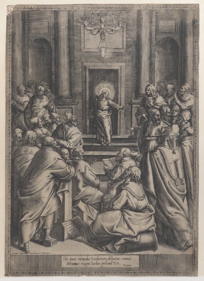 Christus in de tempel door Orazio de Sanctis