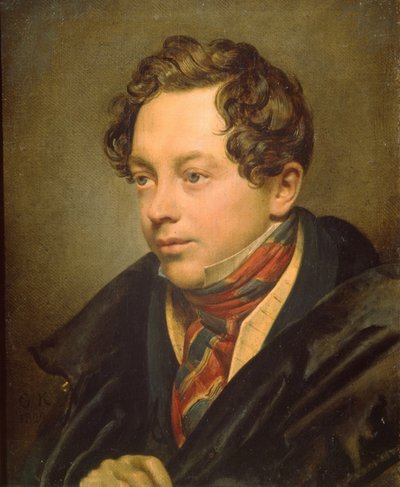 Portret van de kunstenaar Pyotr Basin 1794-1881, 1829 door Orest Adamovich Kiprensky