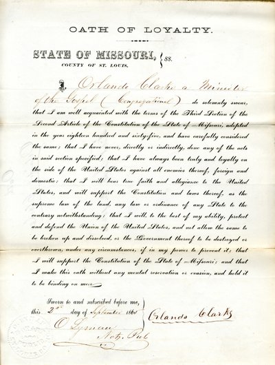 Zweert trouw aan de regering van de Verenigde Staten en de staat Missouri door Orlando Clarke