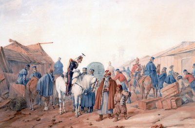 Voorraadbasis van het Britse leger in de haven van Balaclava door Orlando Norie