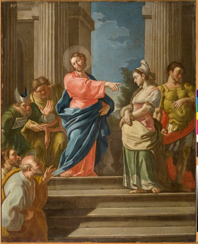 Jezus en de Overspelige, tweede helft 18e eeuw (olieverf op doek) door Oronzo Tiso