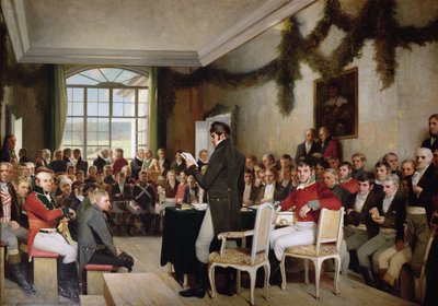 De Nationale Vergadering in Eidsvoll die de Noorse Grondwet aannam in 1814 door Oscar Arnold Wergeland