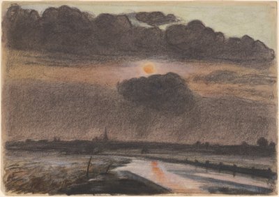 Zonsondergang aan de rivier door Oscar Bluemner