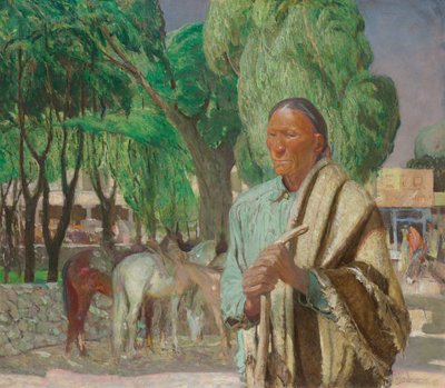 Een Hoek in de Taos Plaza, c.1925 door Oscar Edward Berninghaus