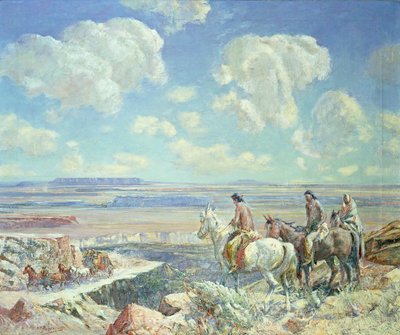 Indiaanse wacht door Oscar Edward Berninghaus