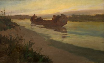 Marquette en Joliet op de Mississippi door Oscar Edward Berninghaus