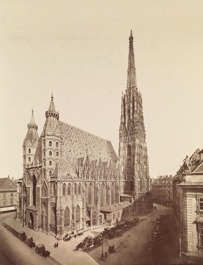 1e, Stephansplatz 1 - Sint-Stefanuskathedraal - west- en zuidgevel - verhoogd gezichtspunt door Oscar Kramer