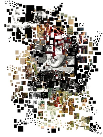 Collage van William Shakespeare (prent) door Oscar Vila Nieto