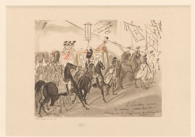 Soldaten begeleiden een koets door Oskar Bangemann