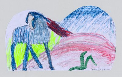 Blauw paard naar Franz Marc door Oskar Ludwig