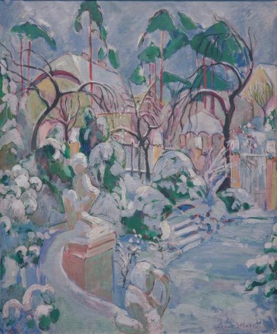 Tuin in de sneeuw door Oskar Moll