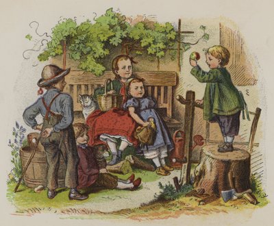 Groep kinderen die buiten spelen door Oskar Pletsch