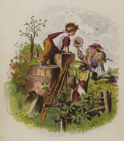 Groep kinderen die buiten spelen door Oskar Pletsch