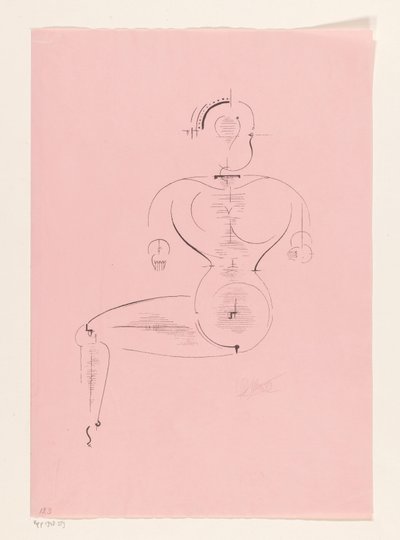 Zittende figuur door Oskar Schlemmer (signed by artist)